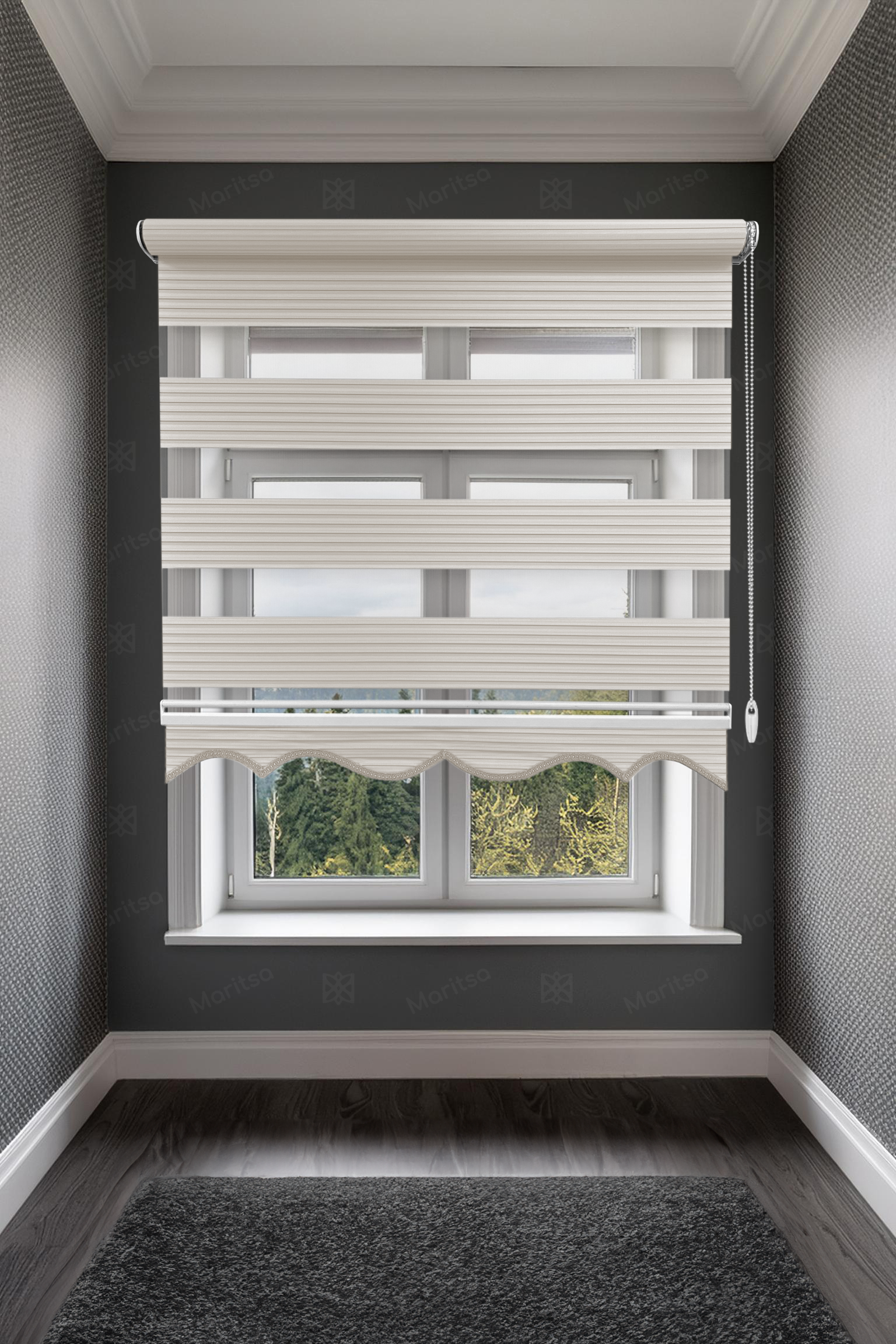 Geniş Plise Krem Zebra Stor Perde