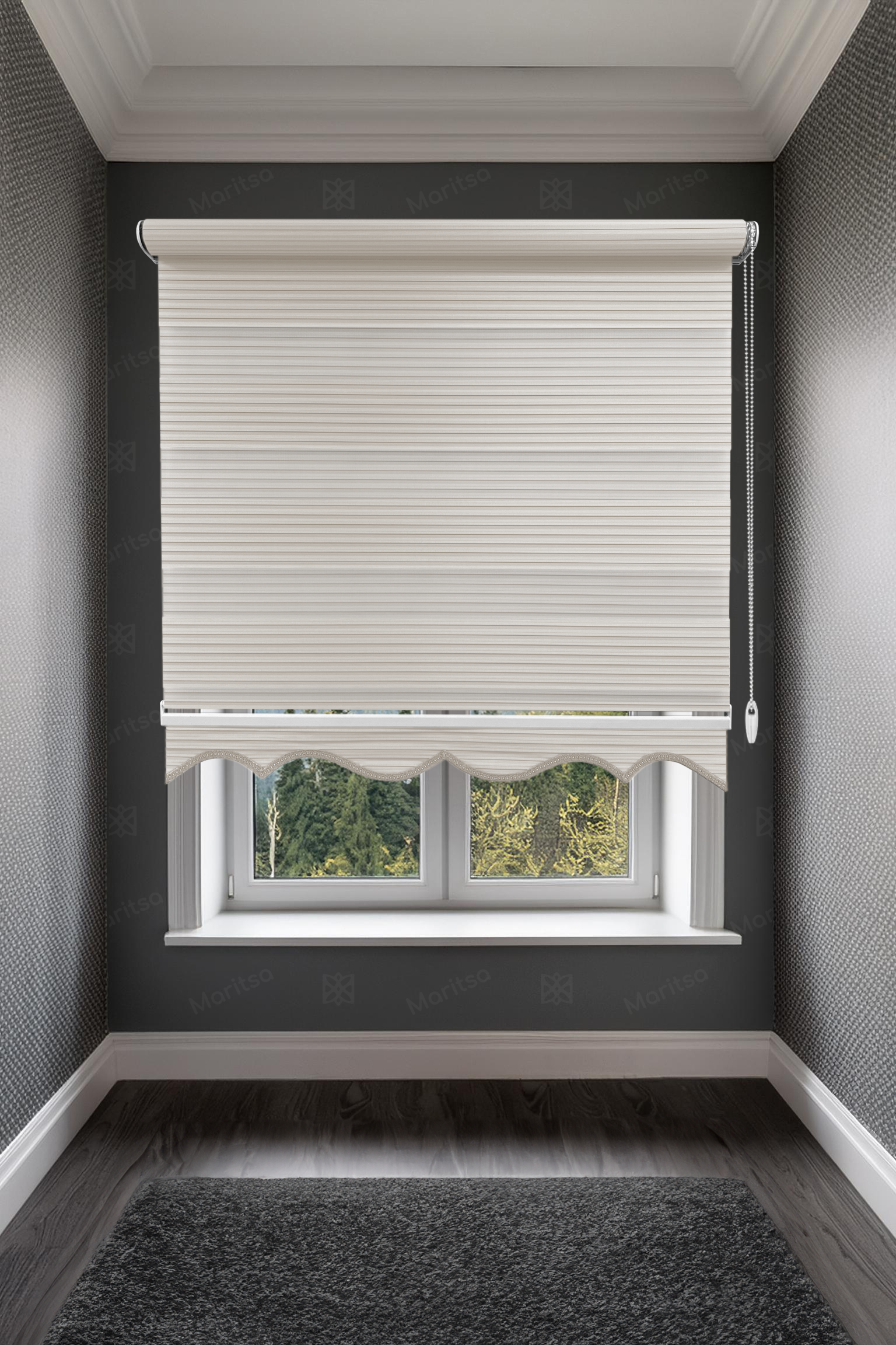 Geniş Plise Krem Zebra Stor Perde