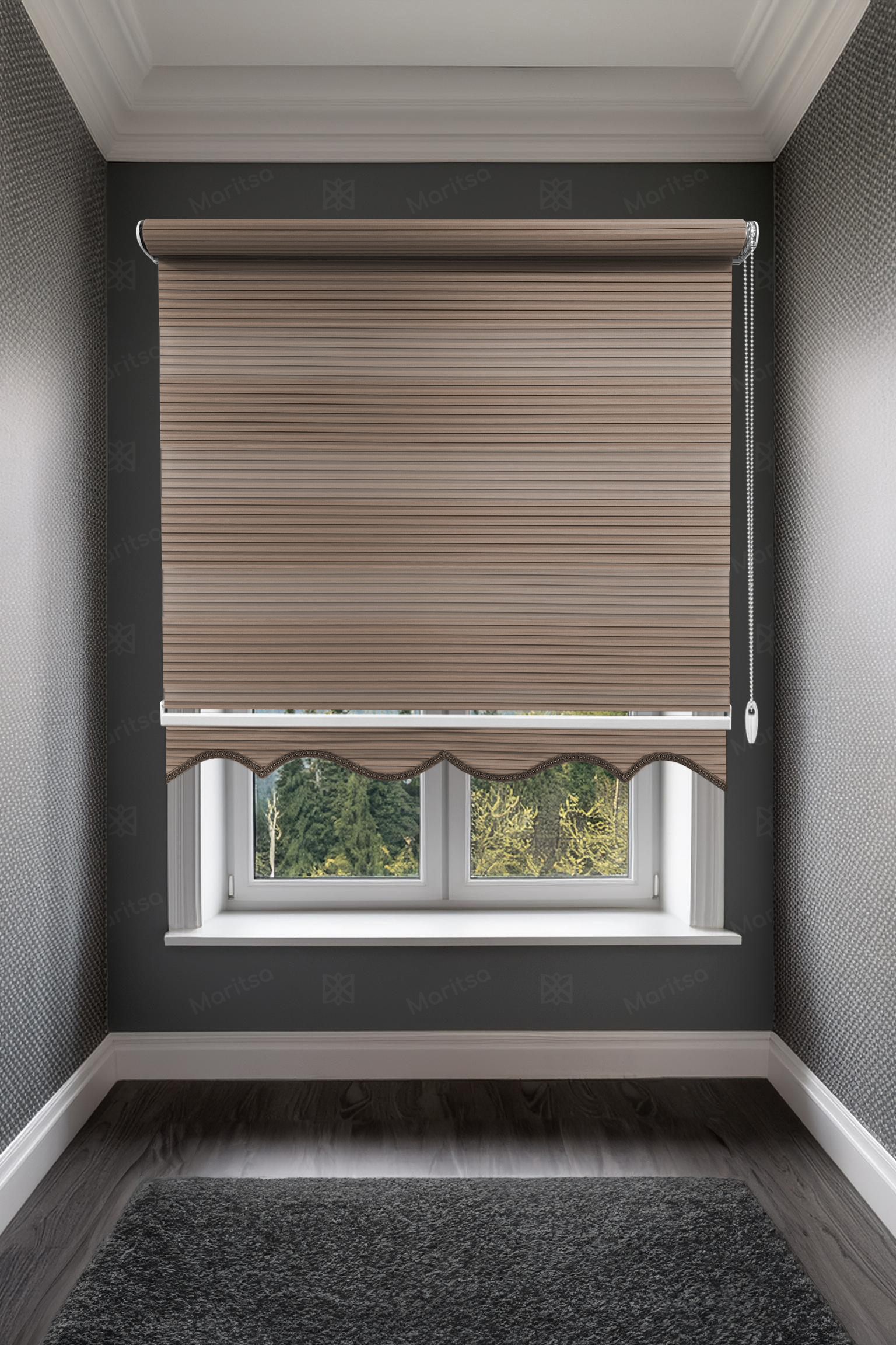 Geniş Plise Sütlü Kahve Zebra Stor Perde