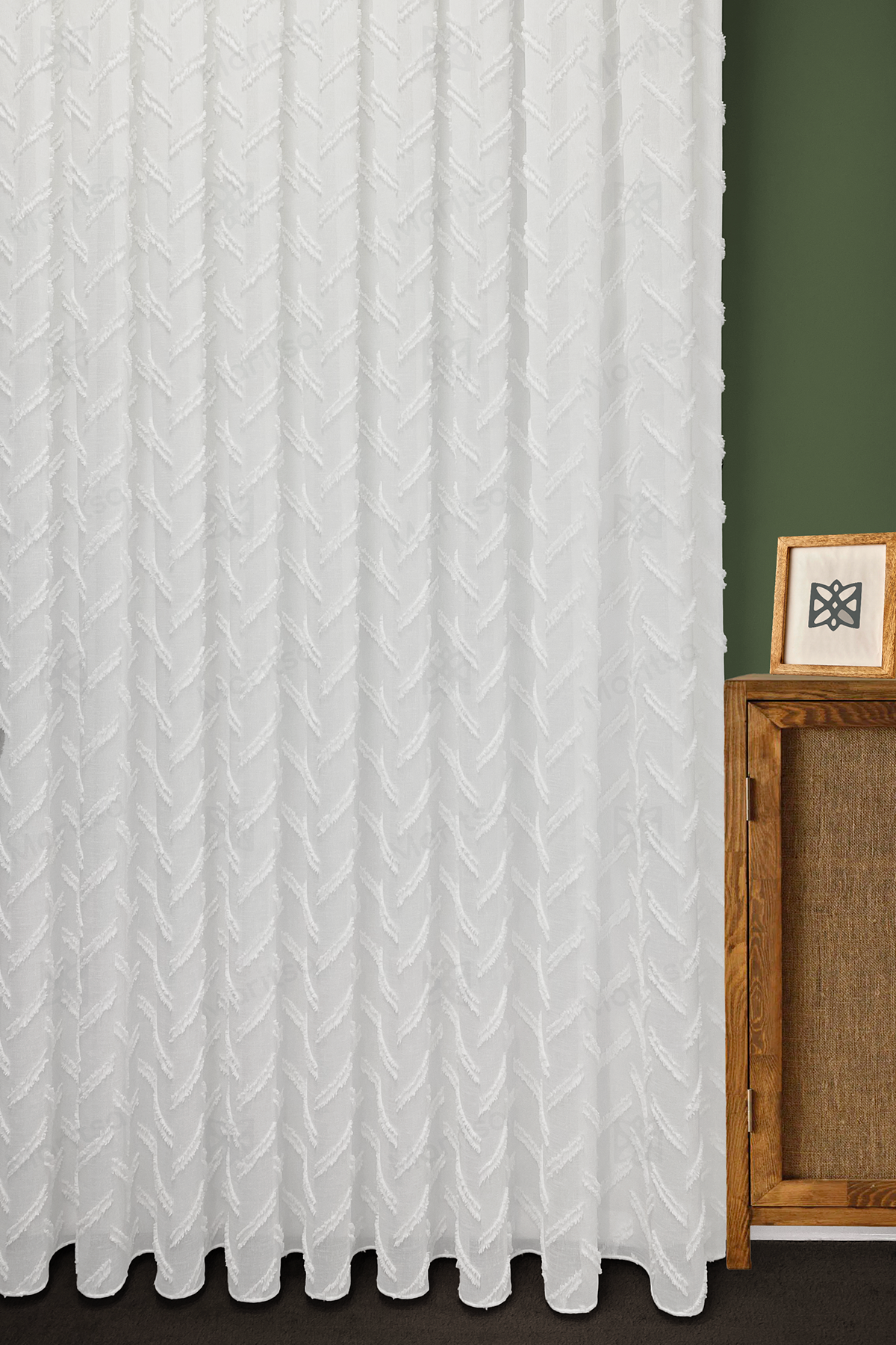 İskandinav Serisi Bohem Bella Desen Keten Ekru Tül Perde