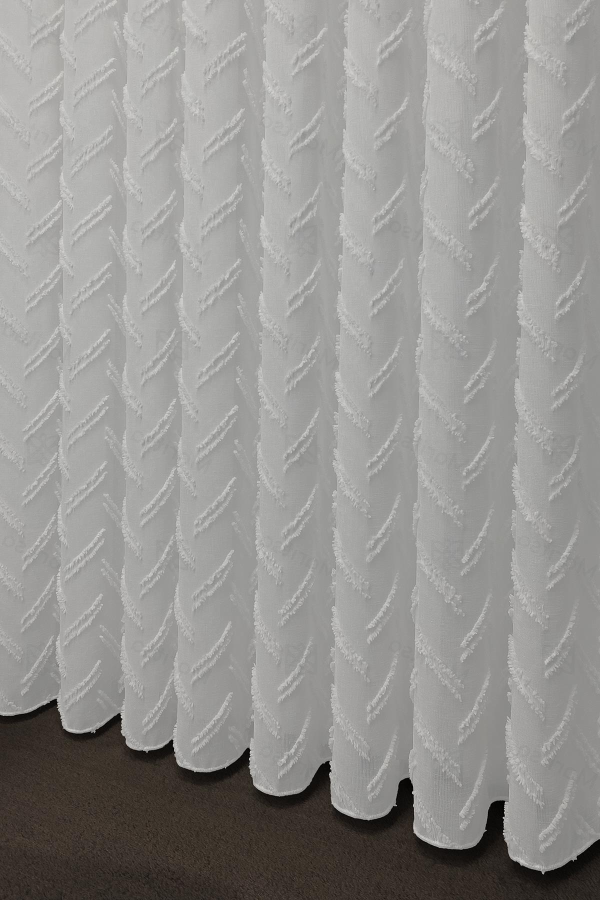 İskandinav Serisi Bohem Bella Desen Keten Ekru Tül Perde