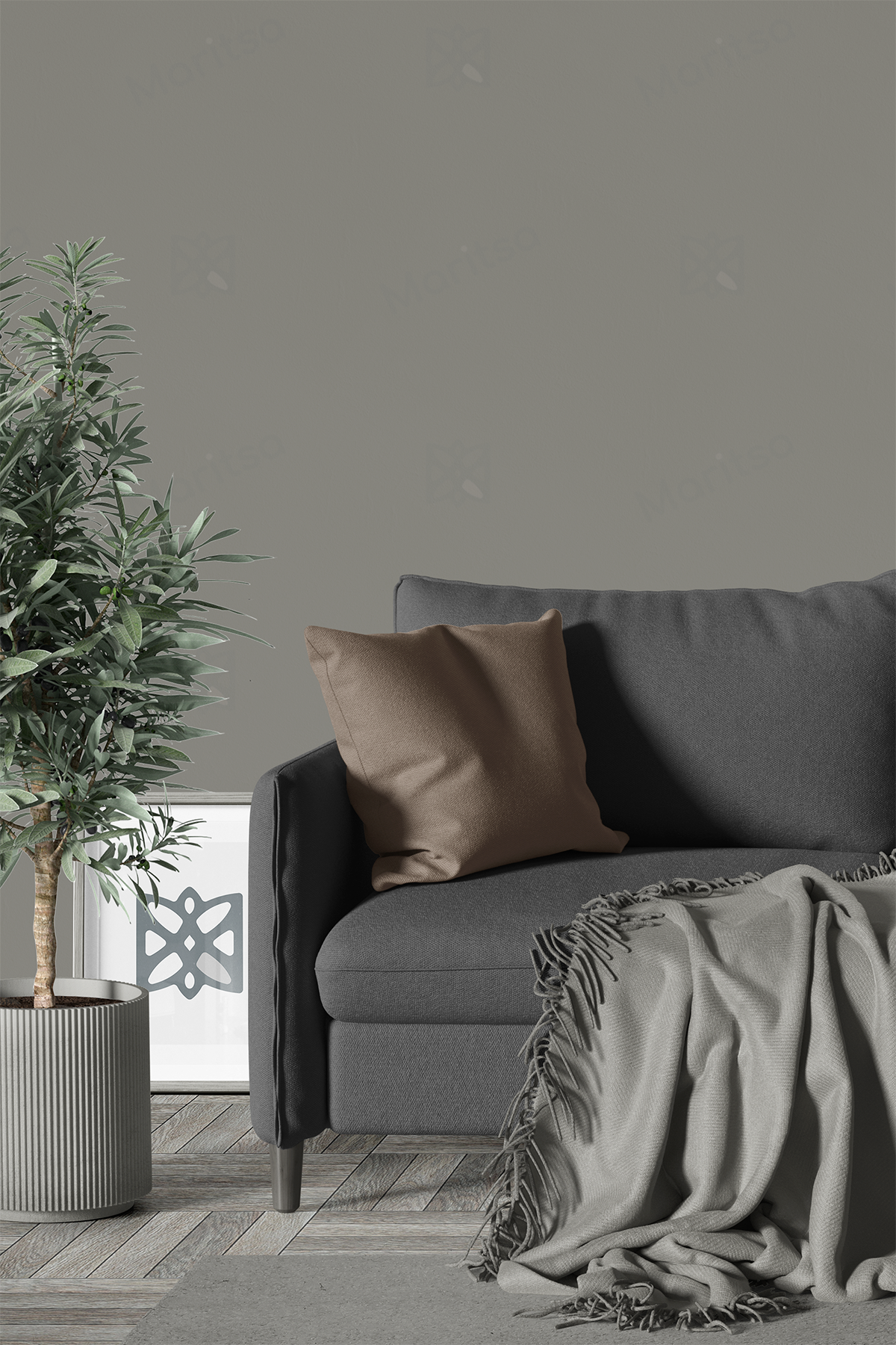 Kadife Dokulu Serisi Açık Kahve Kırlent Kılıfı