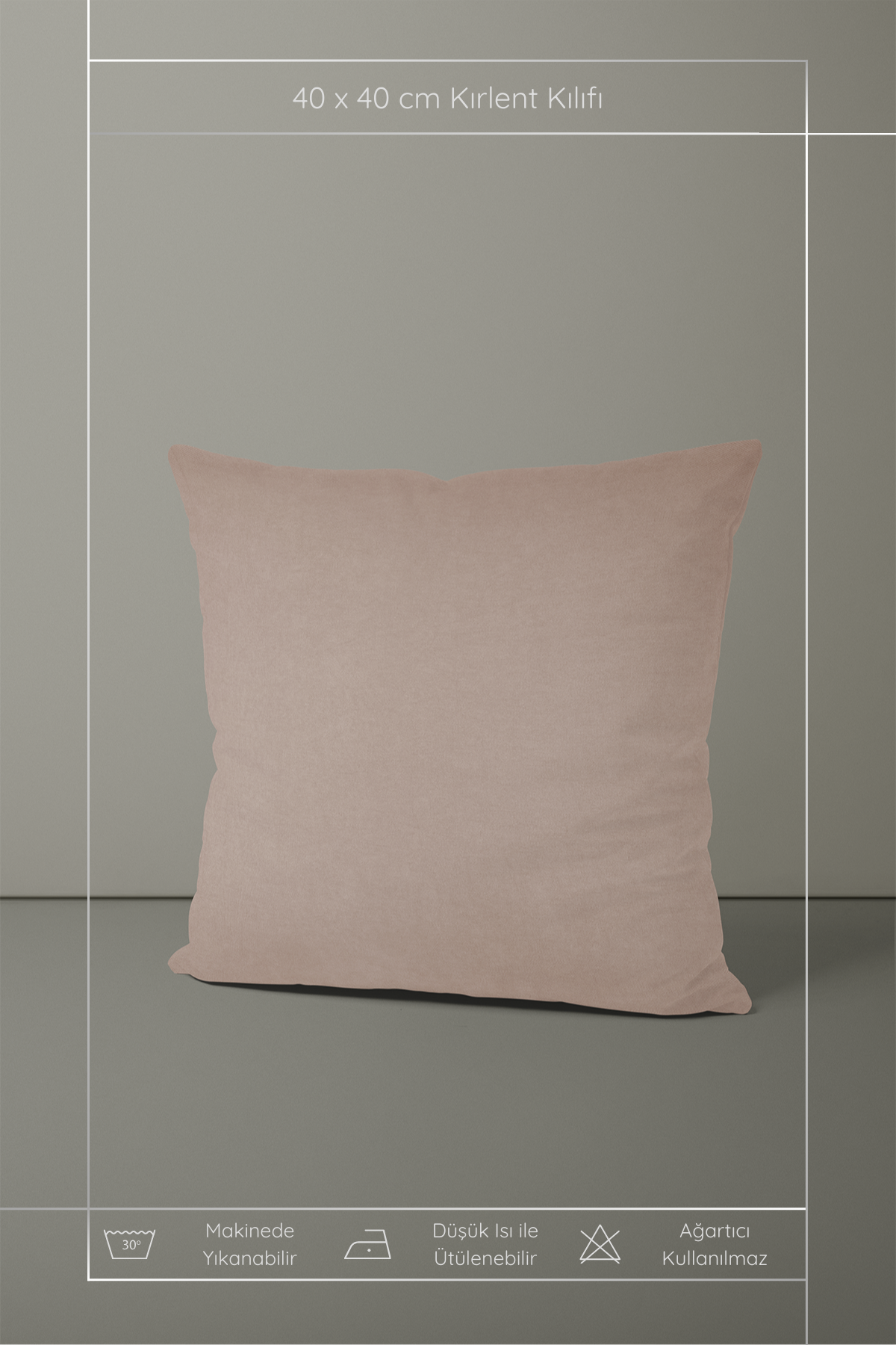 Kadife Dokulu Serisi Bej Kırlent Kılıfı