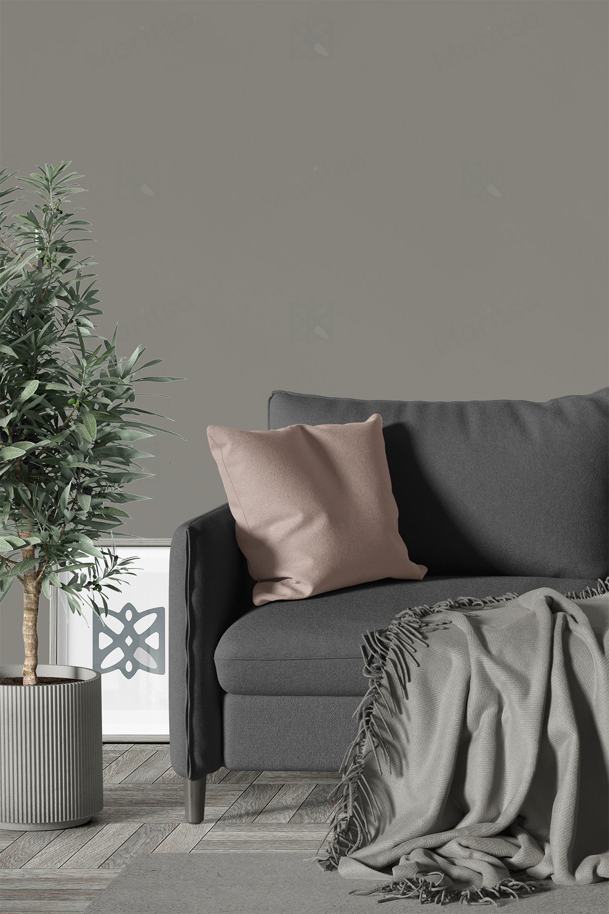 Kadife Dokulu Serisi Bej Kırlent Kılıfı