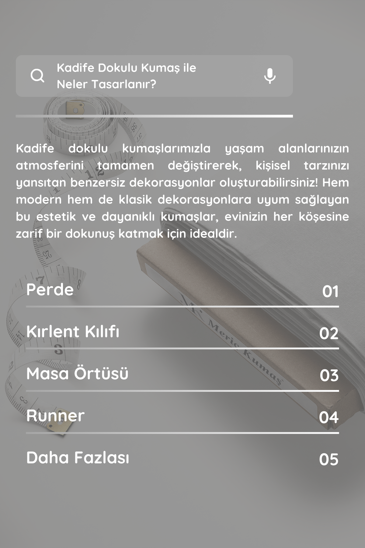 Kadife Dokulu Serisi Beyaz Kumaş