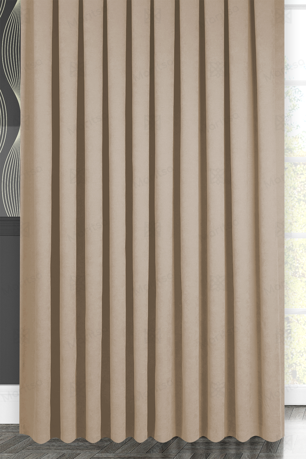 Kadife Dokulu Serisi Buğday Fon Perde