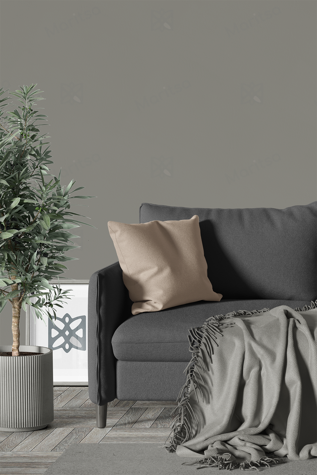 Kadife Dokulu Serisi Buğday Kırlent Kılıfı