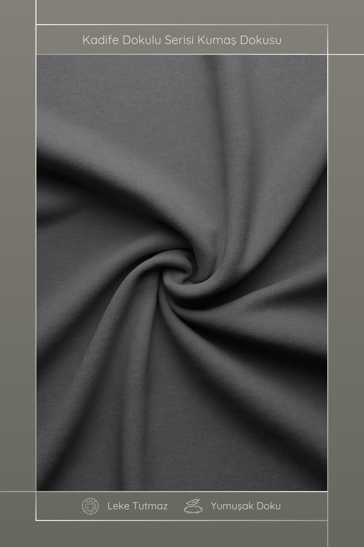 Kadife Dokulu Serisi Füme Kırlent Kılıfı