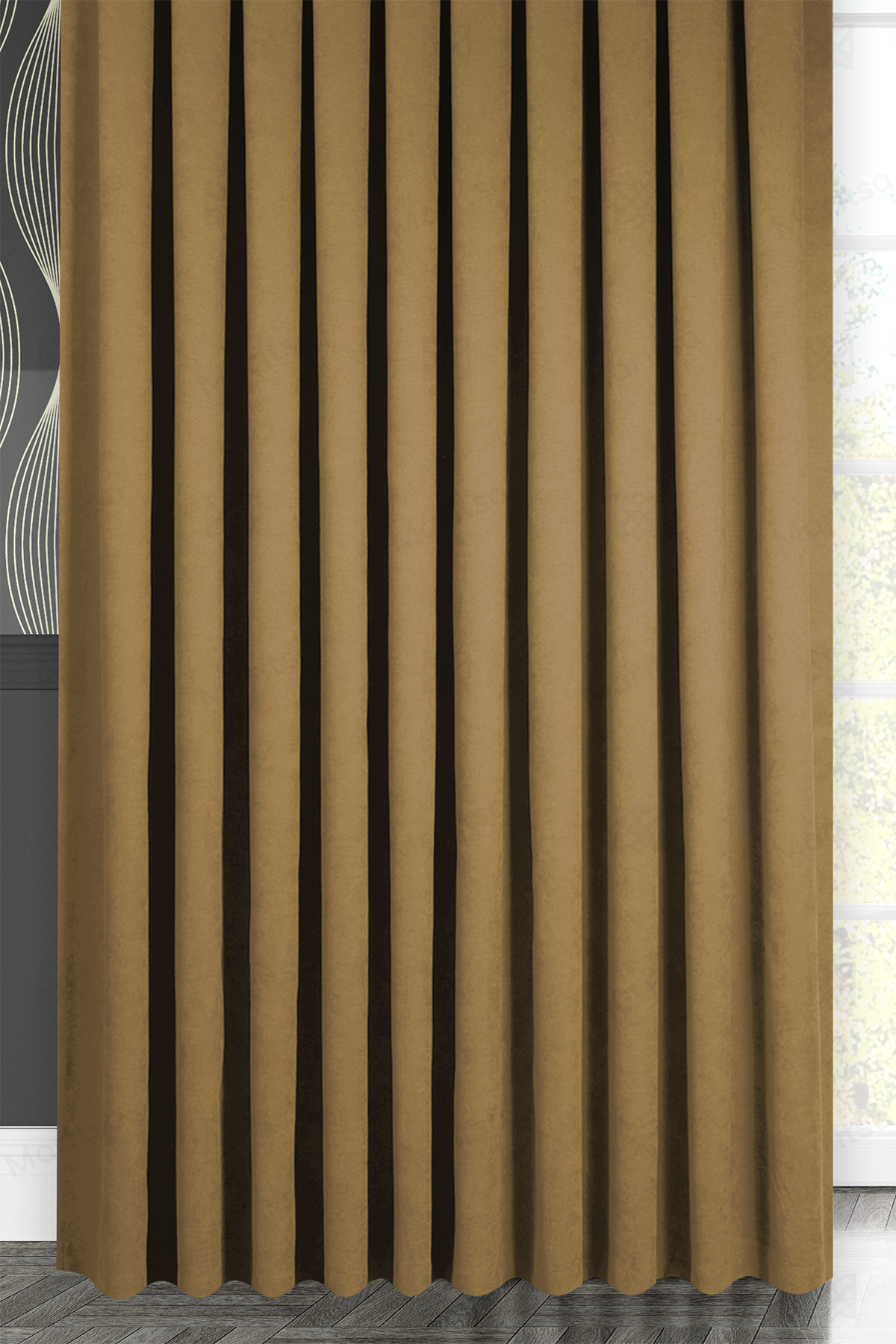 Kadife Dokulu Serisi Gold Fon Perde