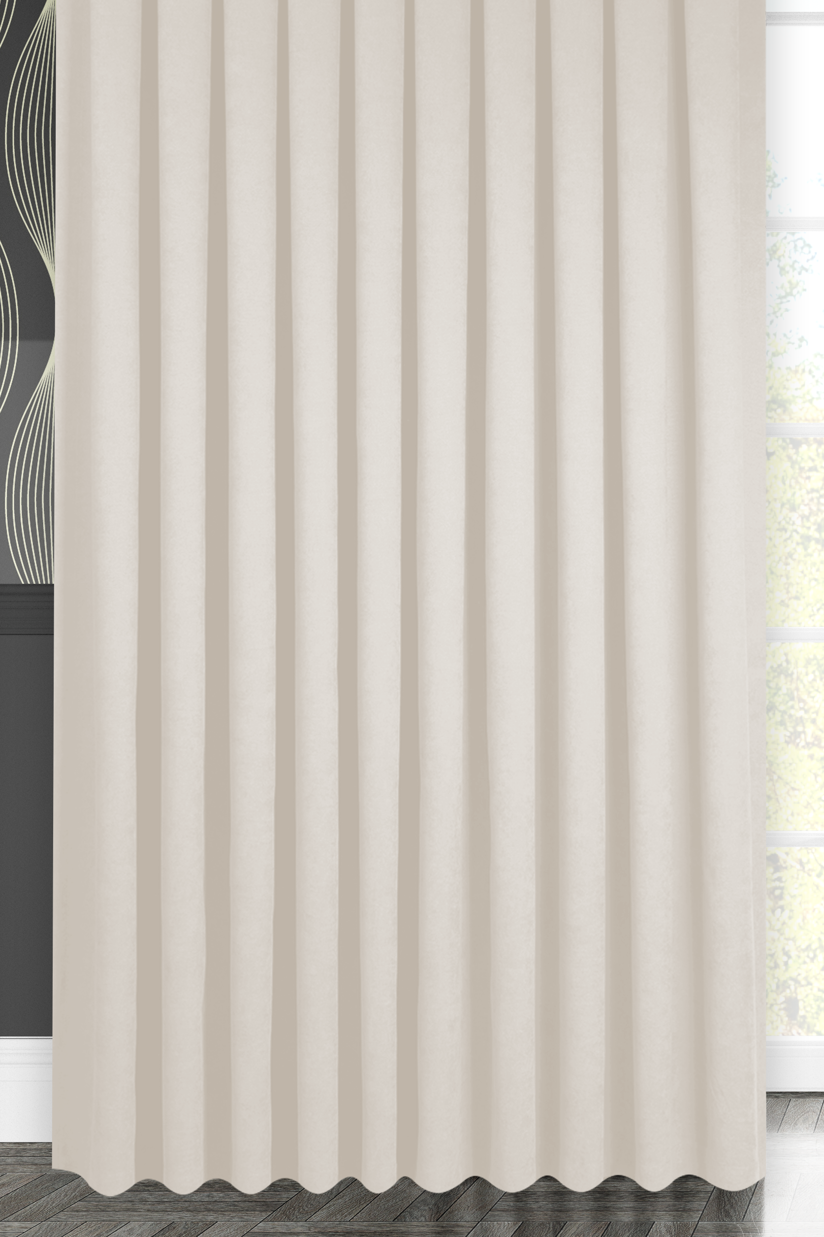 Kadife Dokulu Serisi Krem Fon Perde