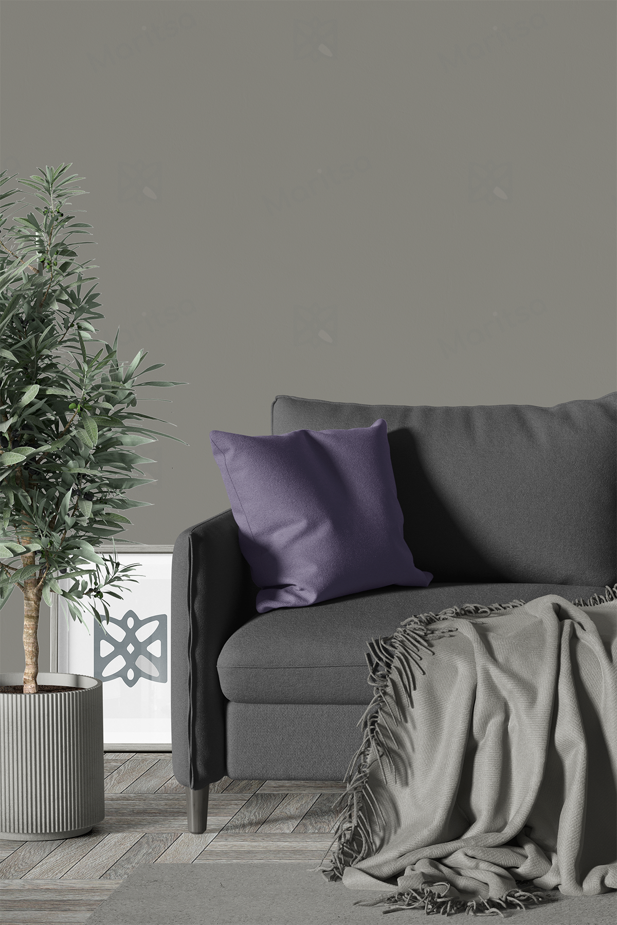 Kadife Dokulu Serisi Lila Kırlent Kılıfı