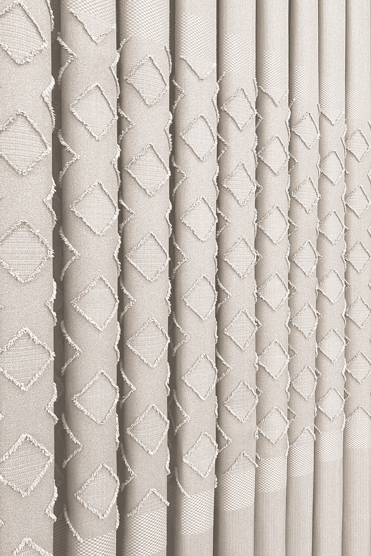 Keten Serisi Aztek Desen Krem Pano Fon Perde