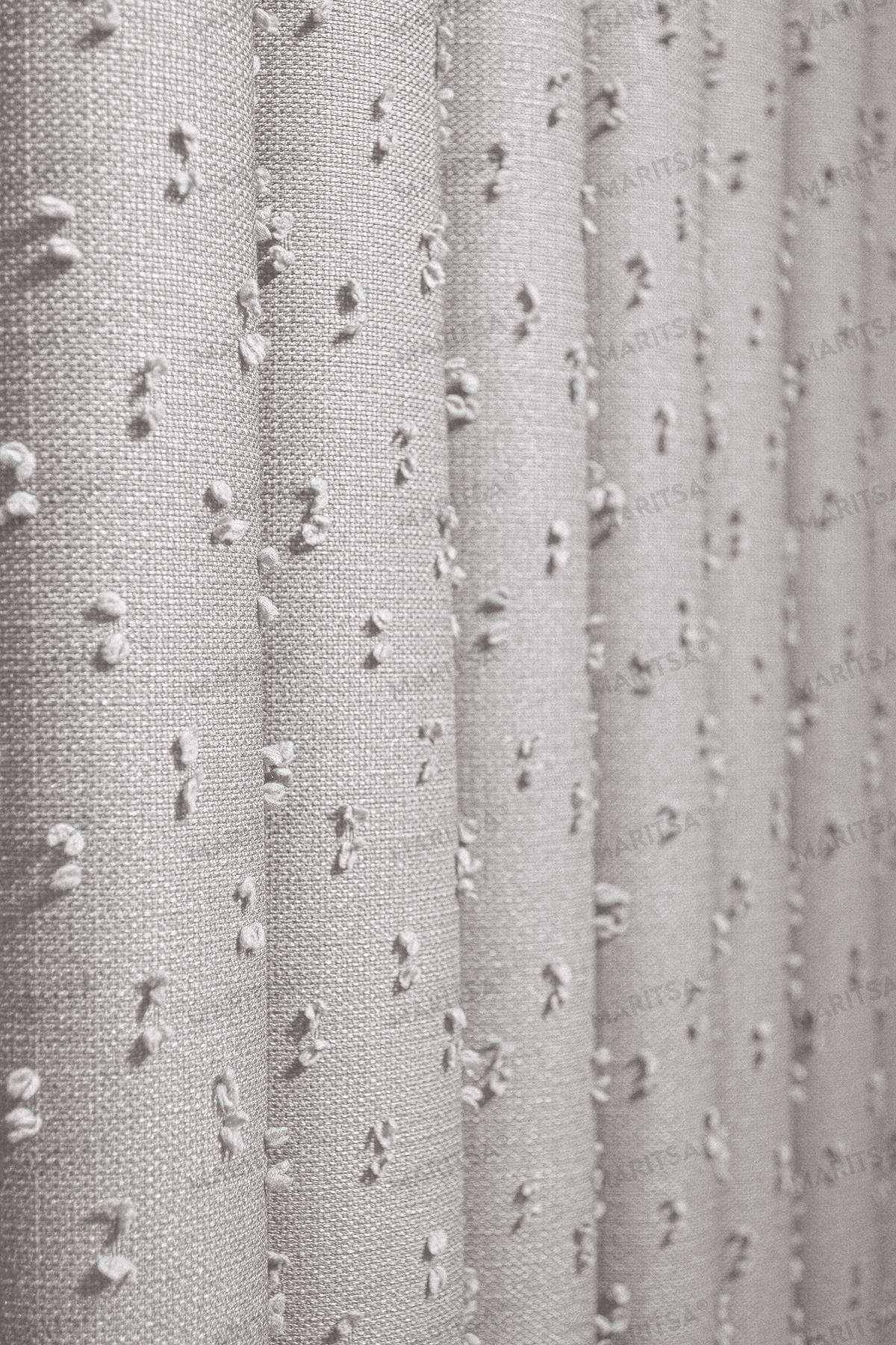 Keten Serisi Ponpon Desen Açık Bej Fon Perde