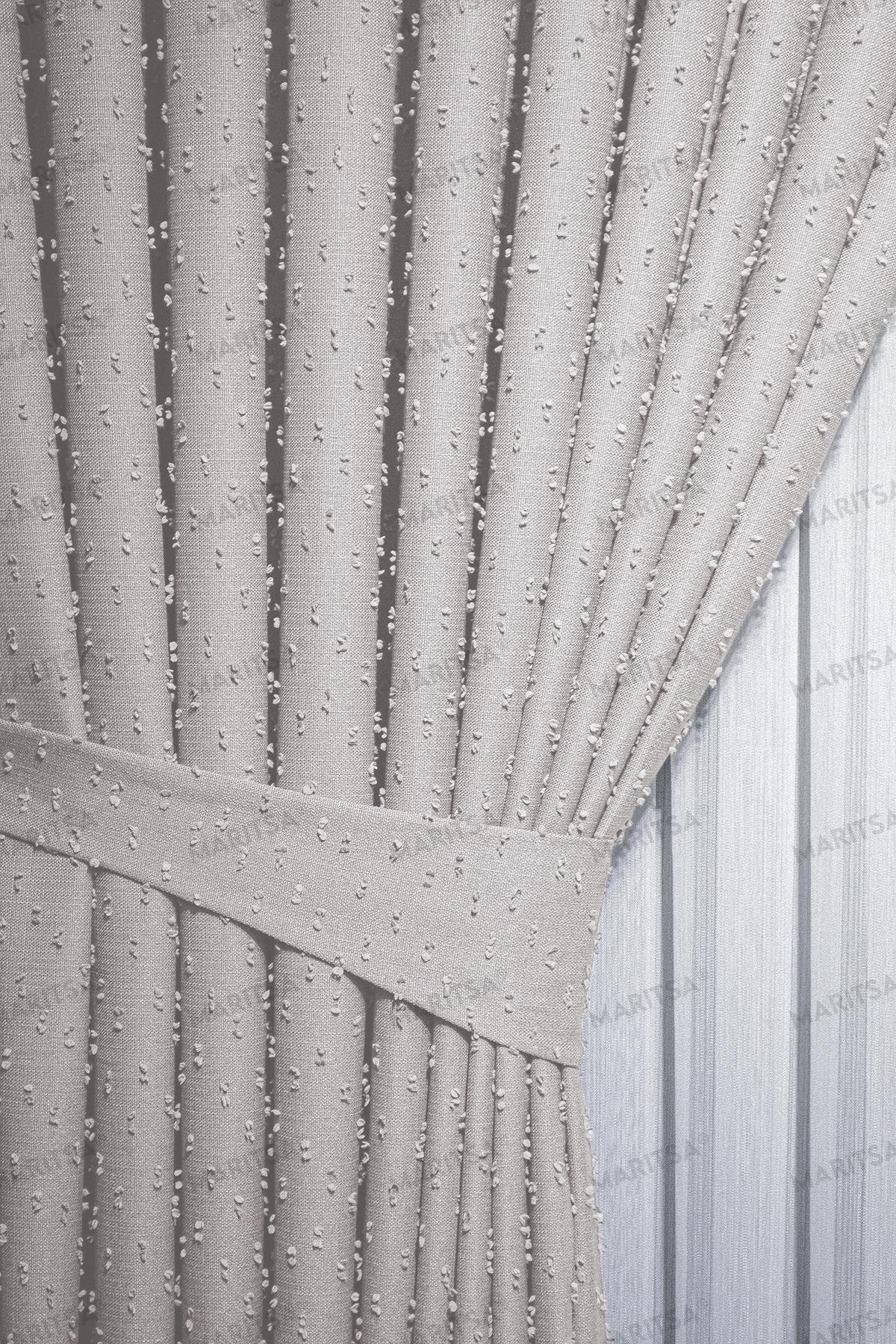 Keten Serisi Ponpon Desen Açık Bej Fon Perde