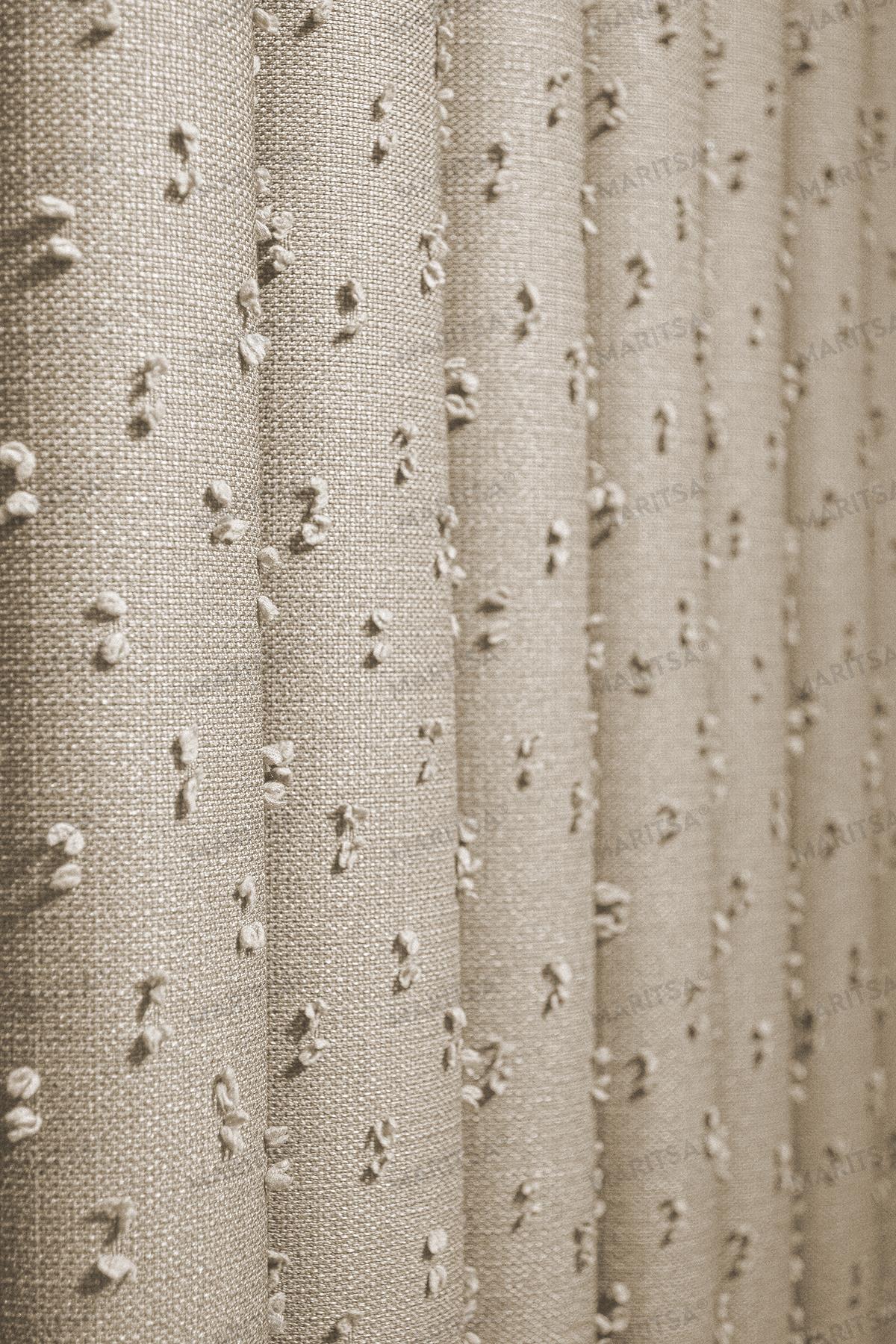 Keten Serisi Ponpon Desen Bal Köpüğü Fon Perde