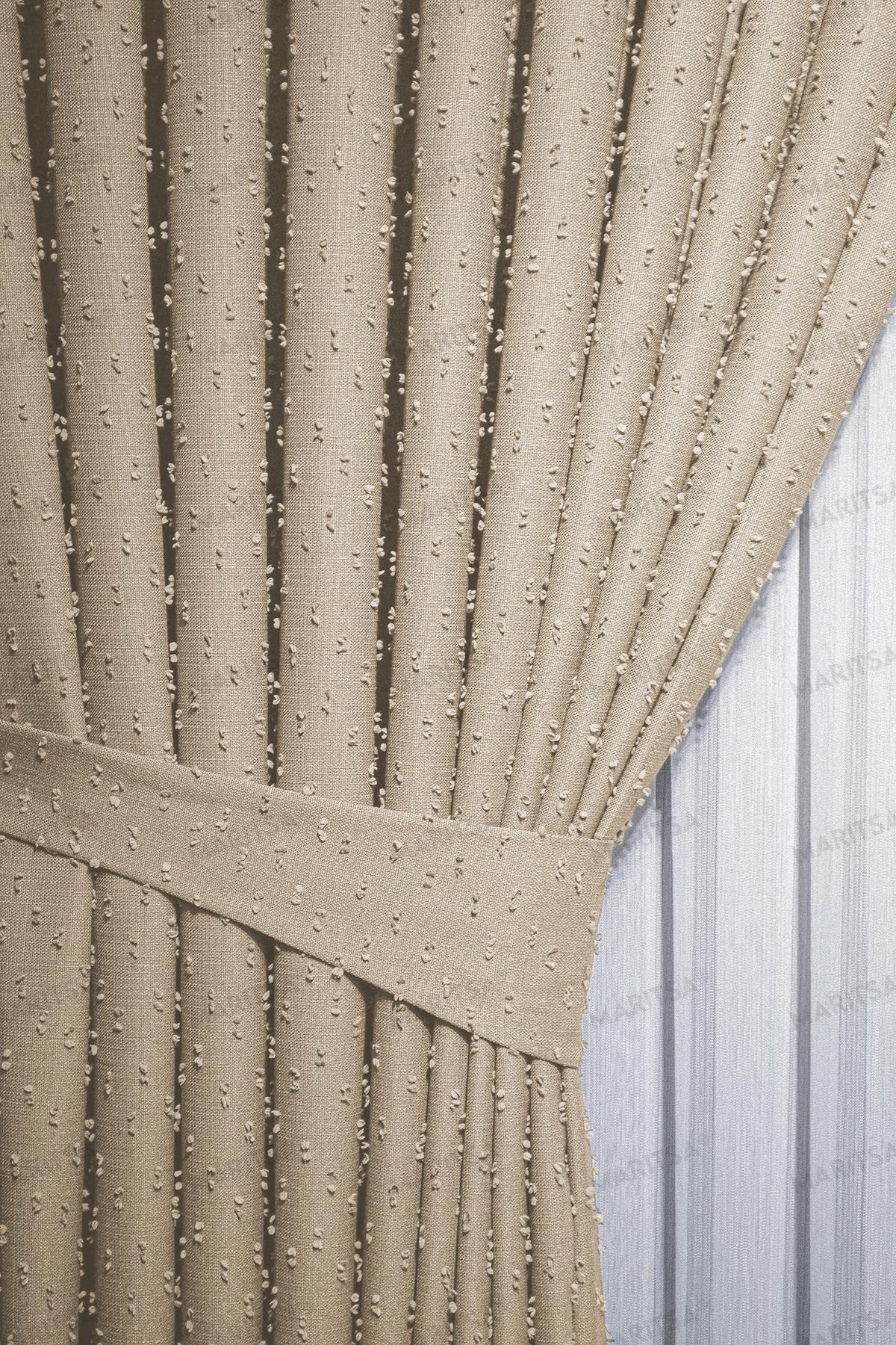 Keten Serisi Ponpon Desen Bal Köpüğü Fon Perde