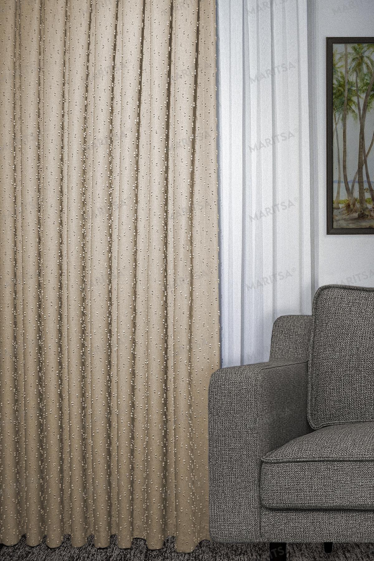 Keten Serisi Ponpon Desen Bal Köpüğü Fon Perde