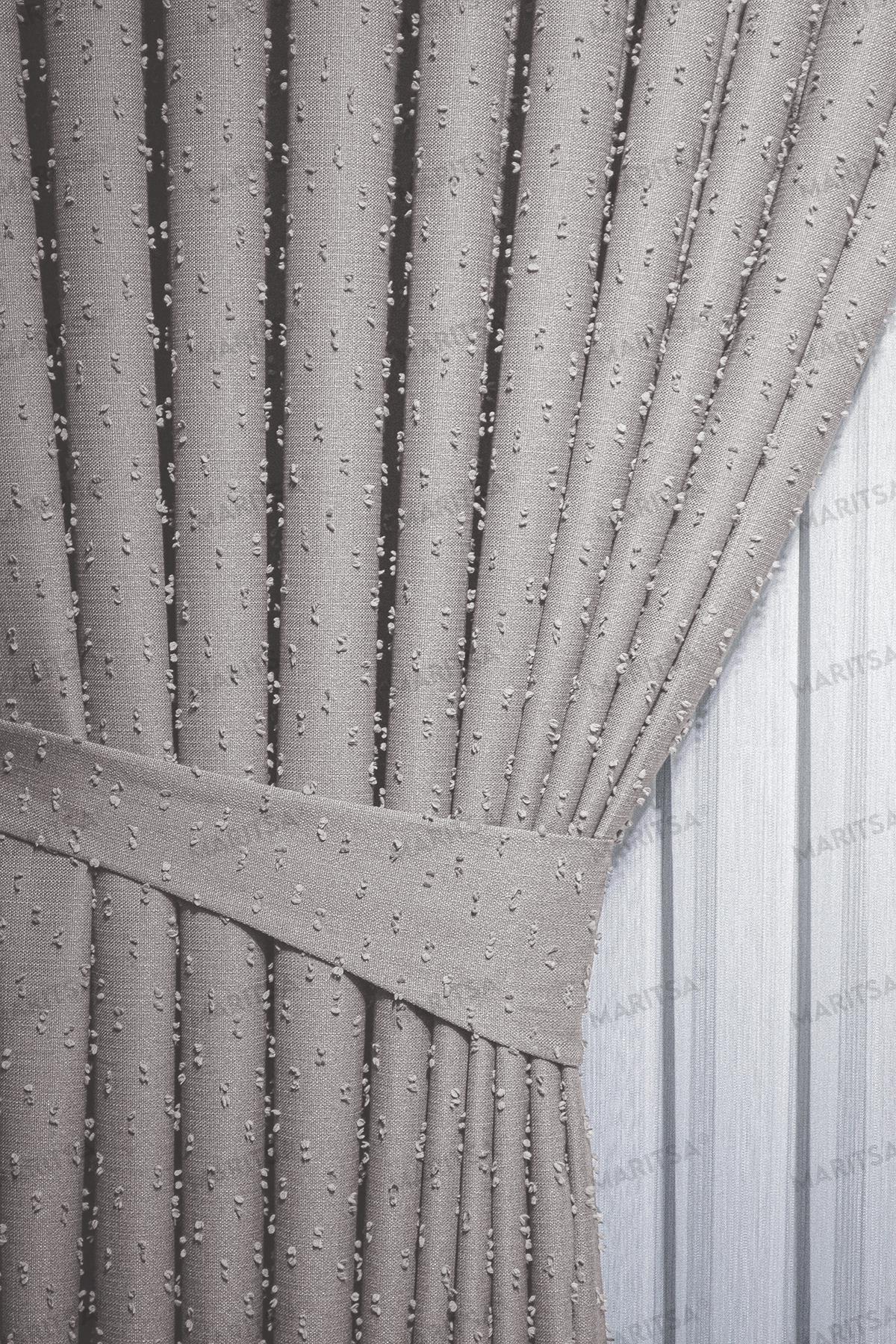 Keten Serisi Ponpon Desen Bej Fon Perde