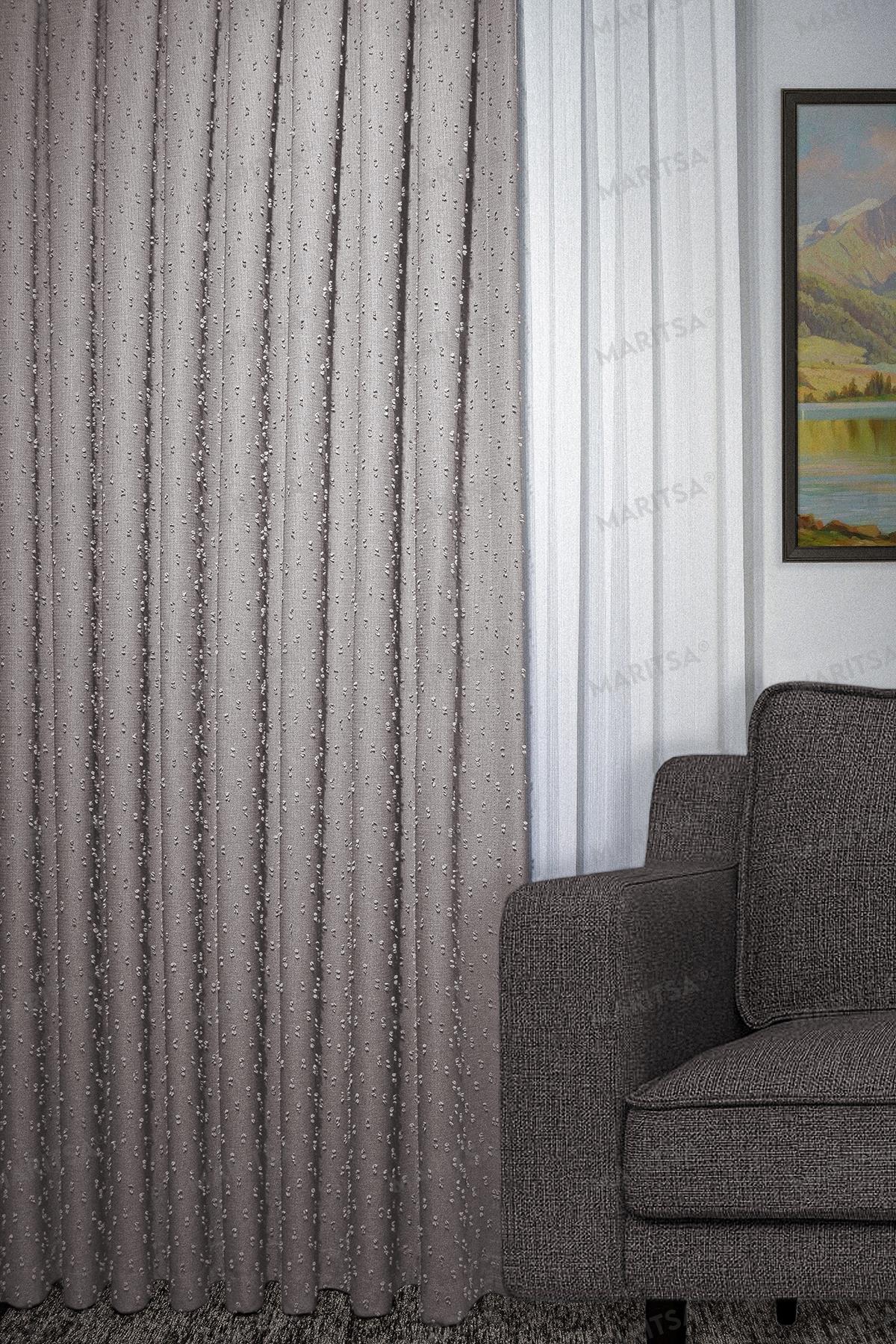 Keten Serisi Ponpon Desen Bej Fon Perde