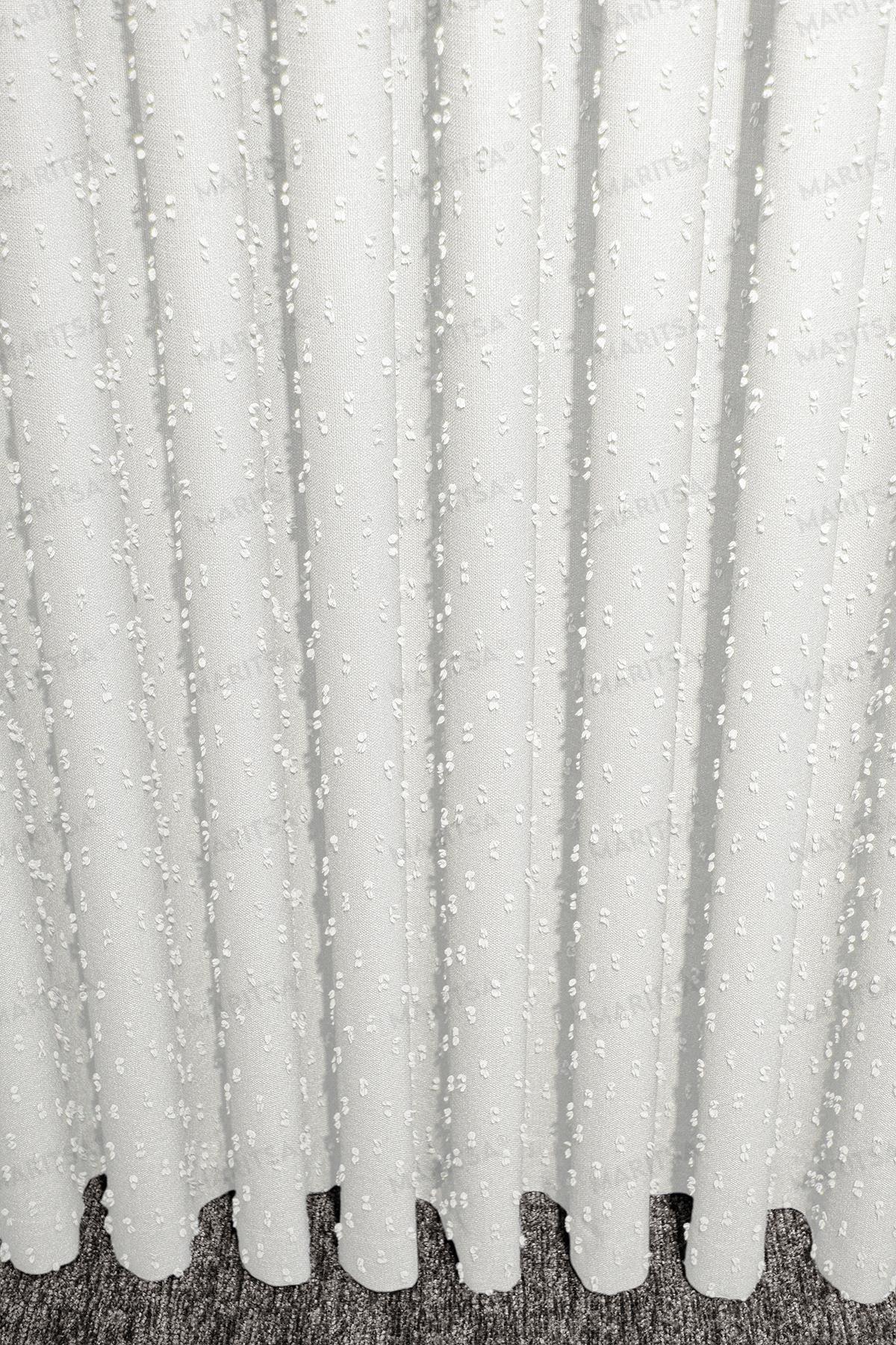 Keten Serisi Ponpon Desen Krem Fon Perde