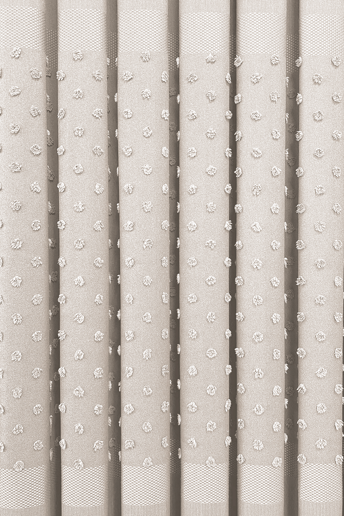 Keten Serisi Ponpon Desen Krem Pano Fon Perde