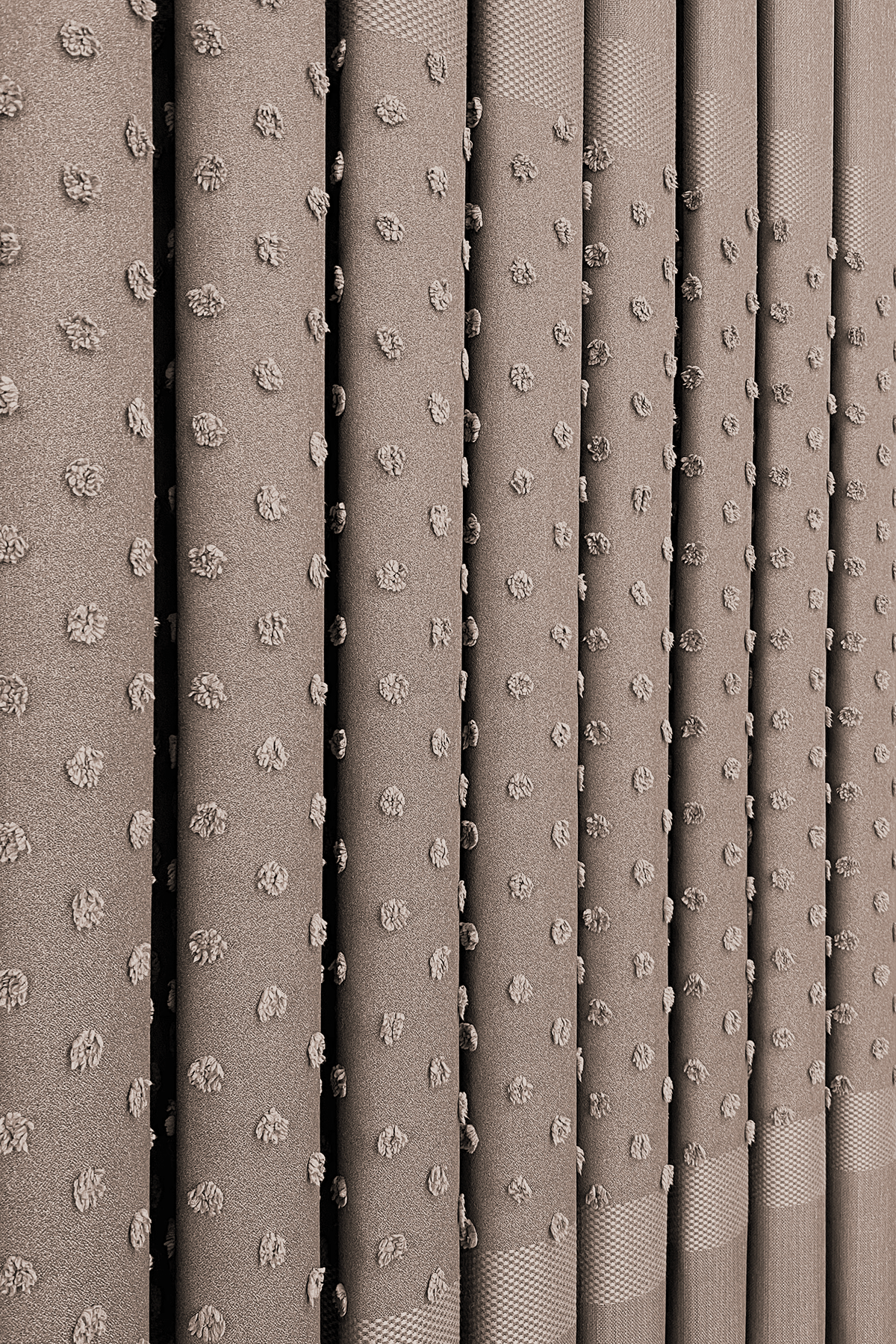 Keten Serisi Ponpon Desen Sütlü Kahve Pano Fon Perde