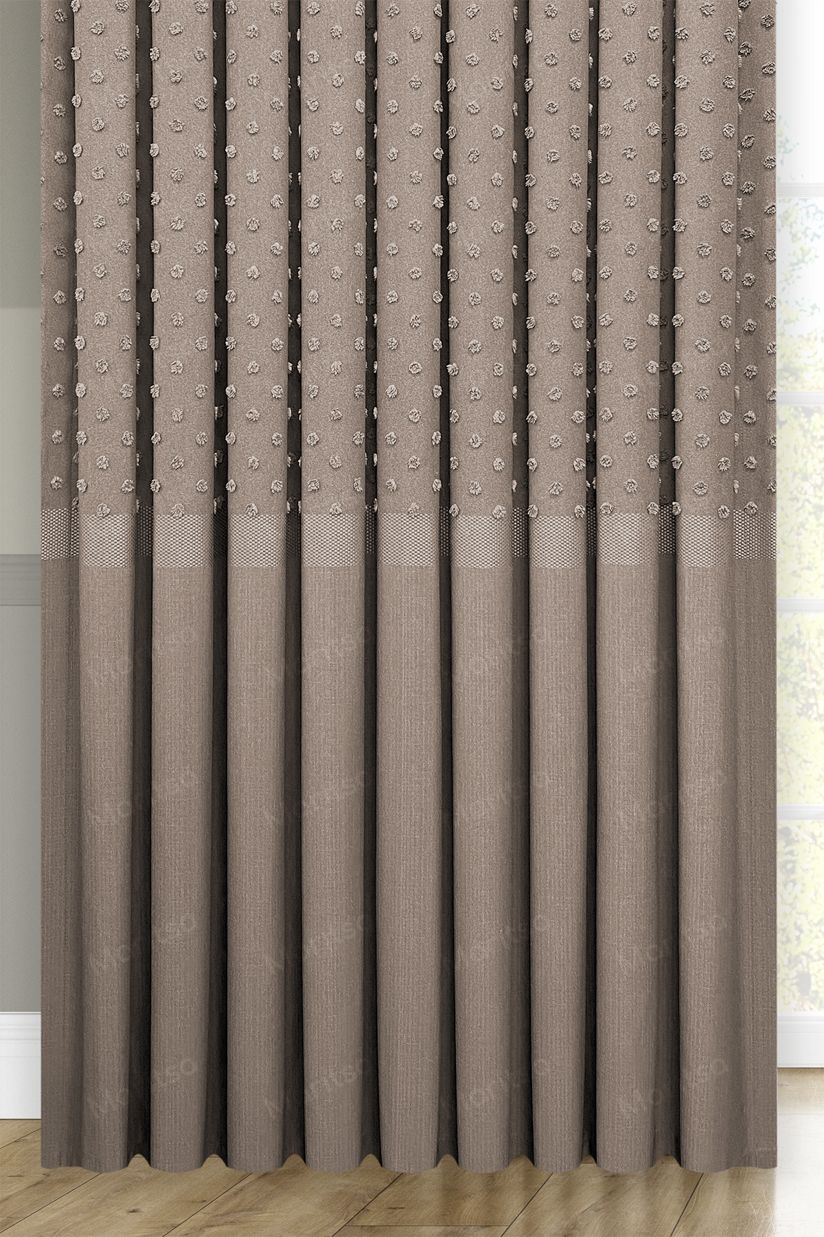 Keten Serisi Ponpon Desen Sütlü Kahve Pano Fon Perde