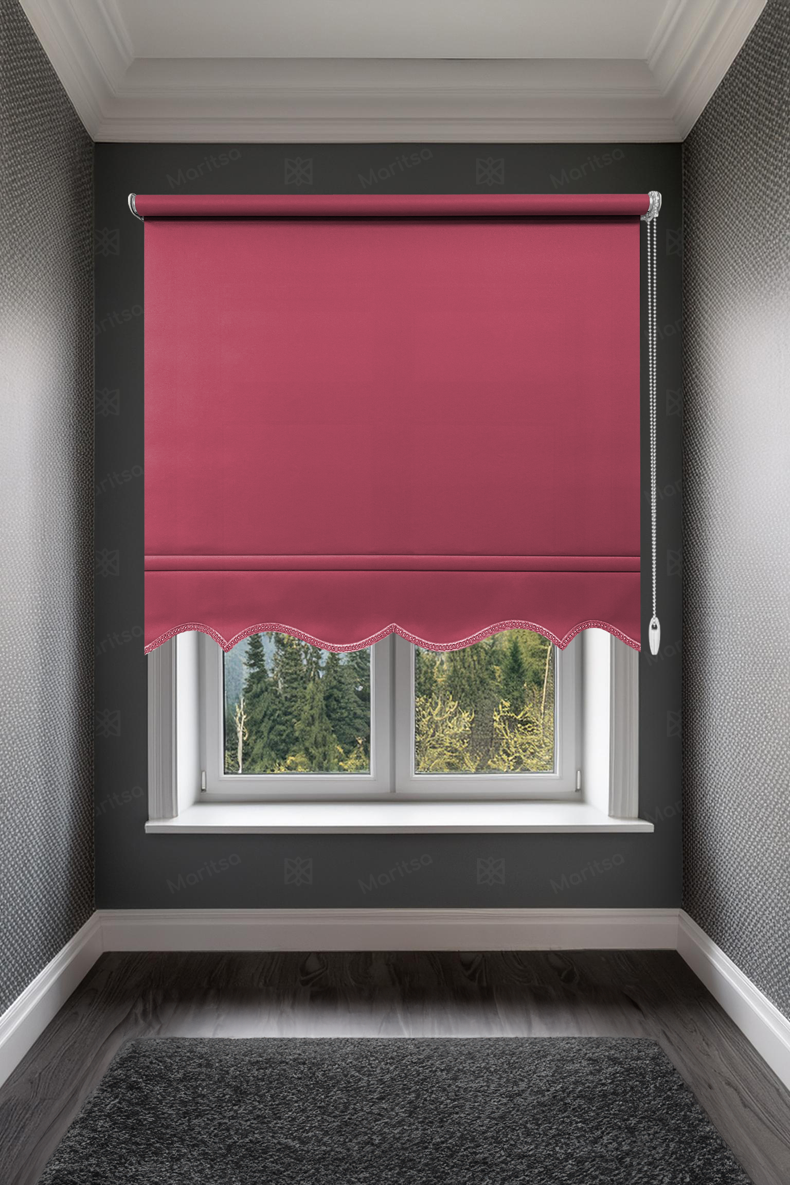 Mat Polyester Ahududu Stor Perde