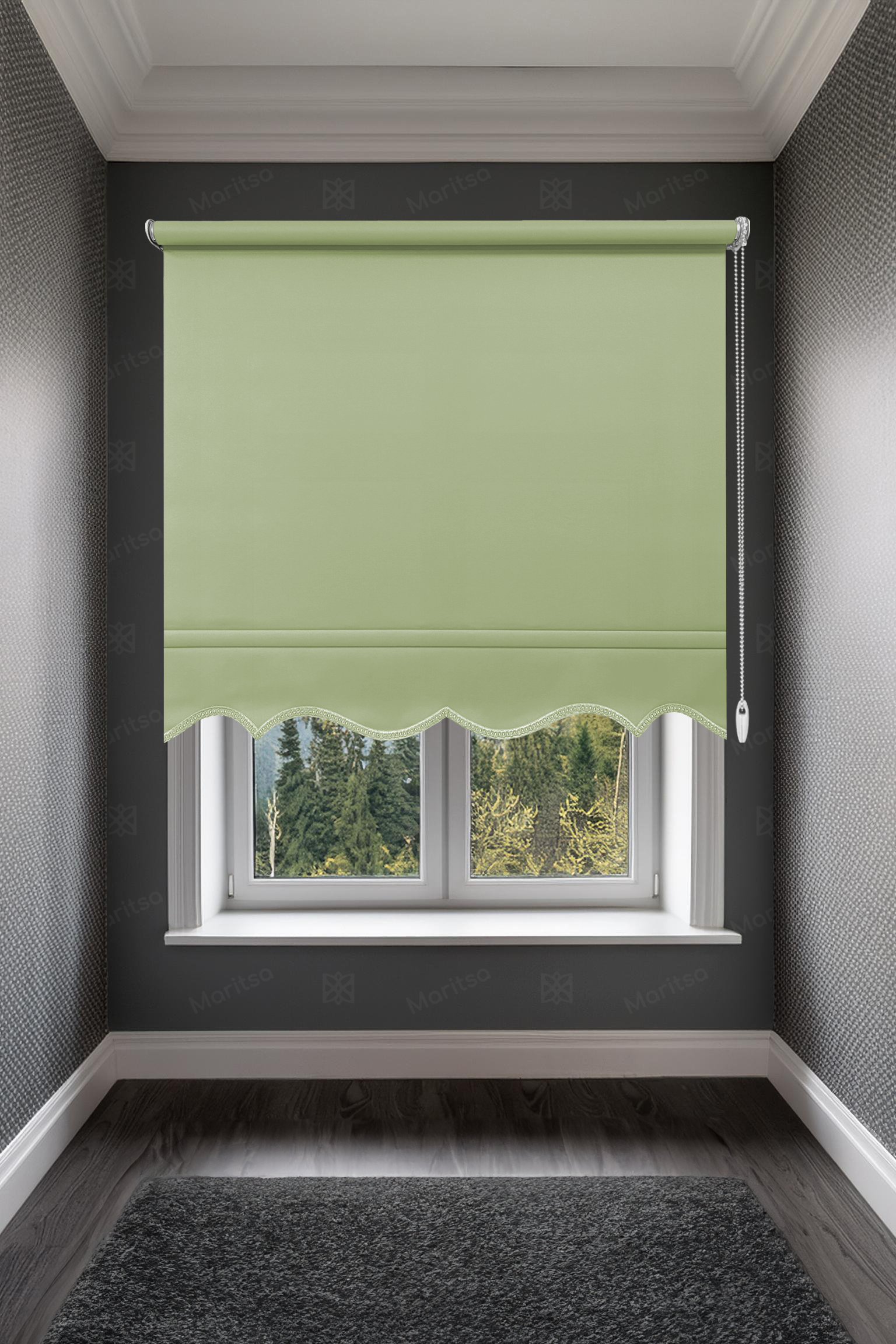 Mat Polyester Fıstık Yeşili Stor Perde