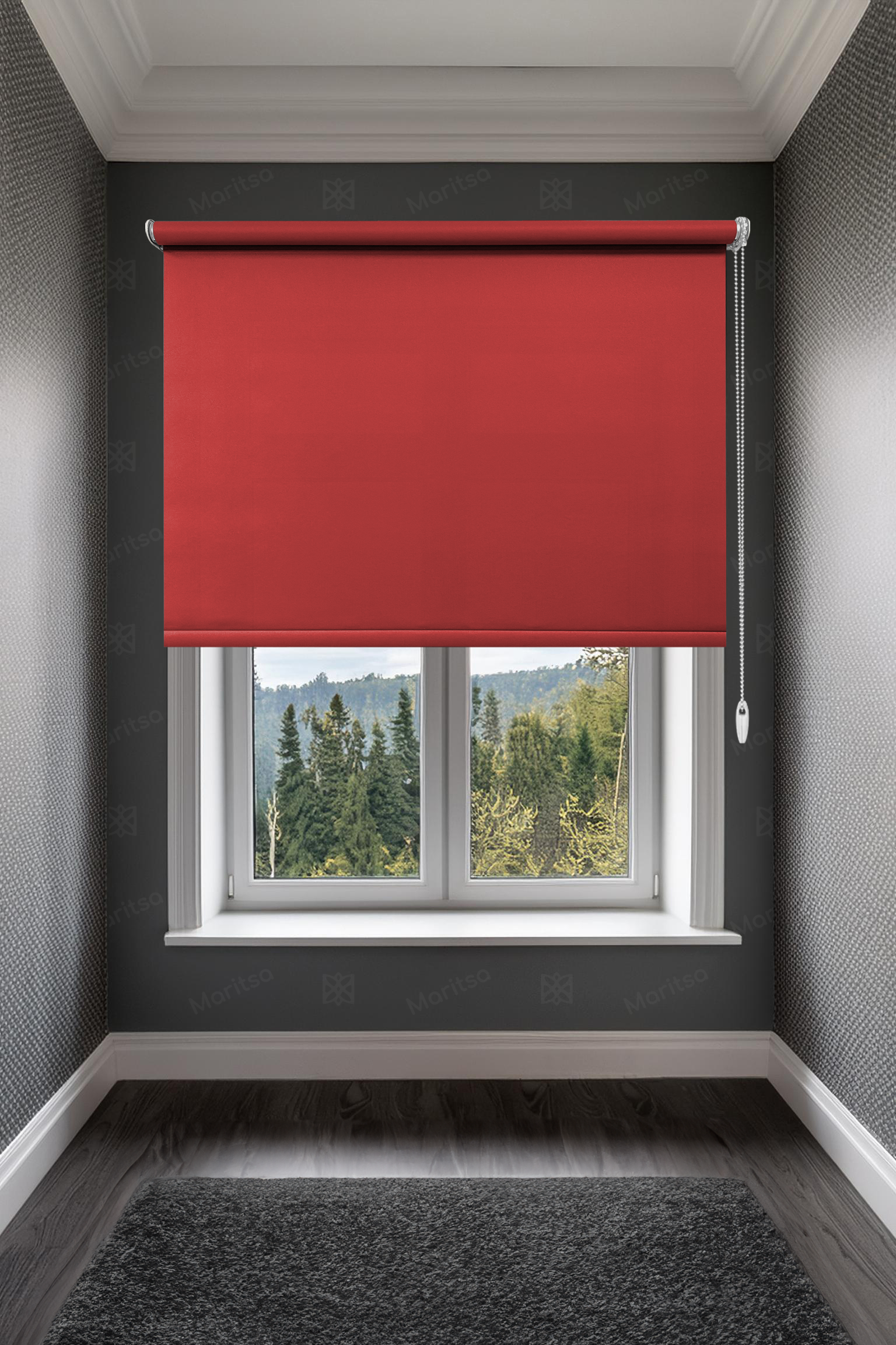 Mat Polyester Kırmızı Stor Perde