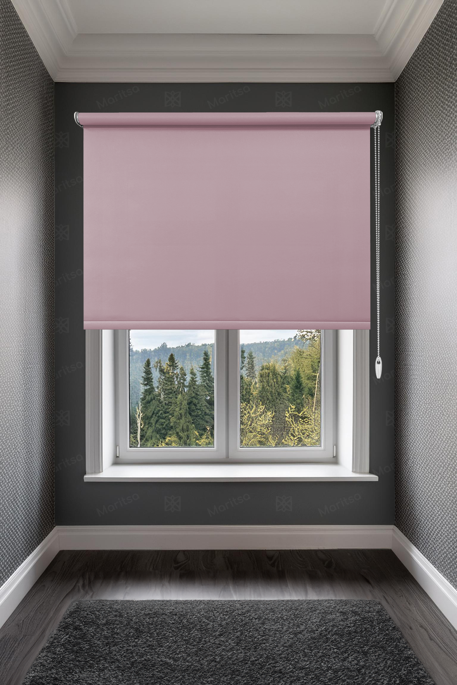 Mat Polyester Pembe Stor Perde