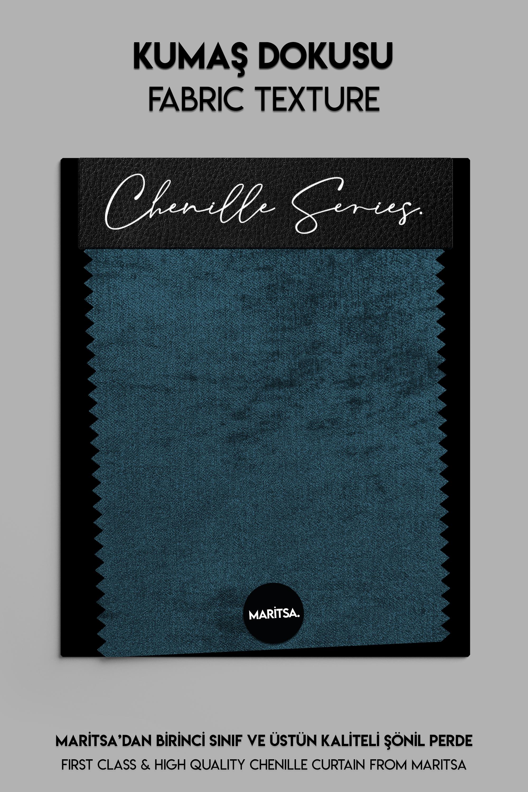 Şönil Serisi Kadife Görünümlü Petrol Fon Perde