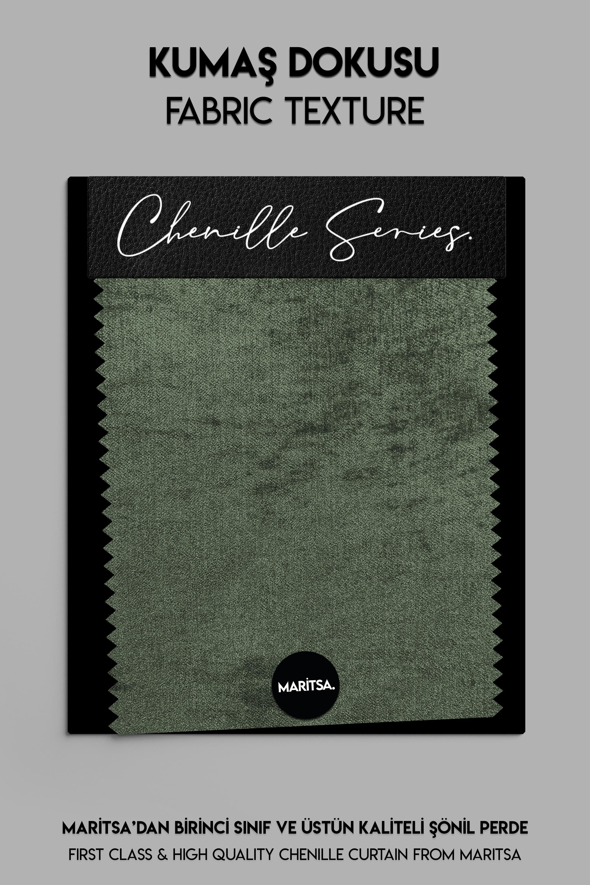 Şönil Serisi Kadife Görünümlü Yeşil Fon Perde