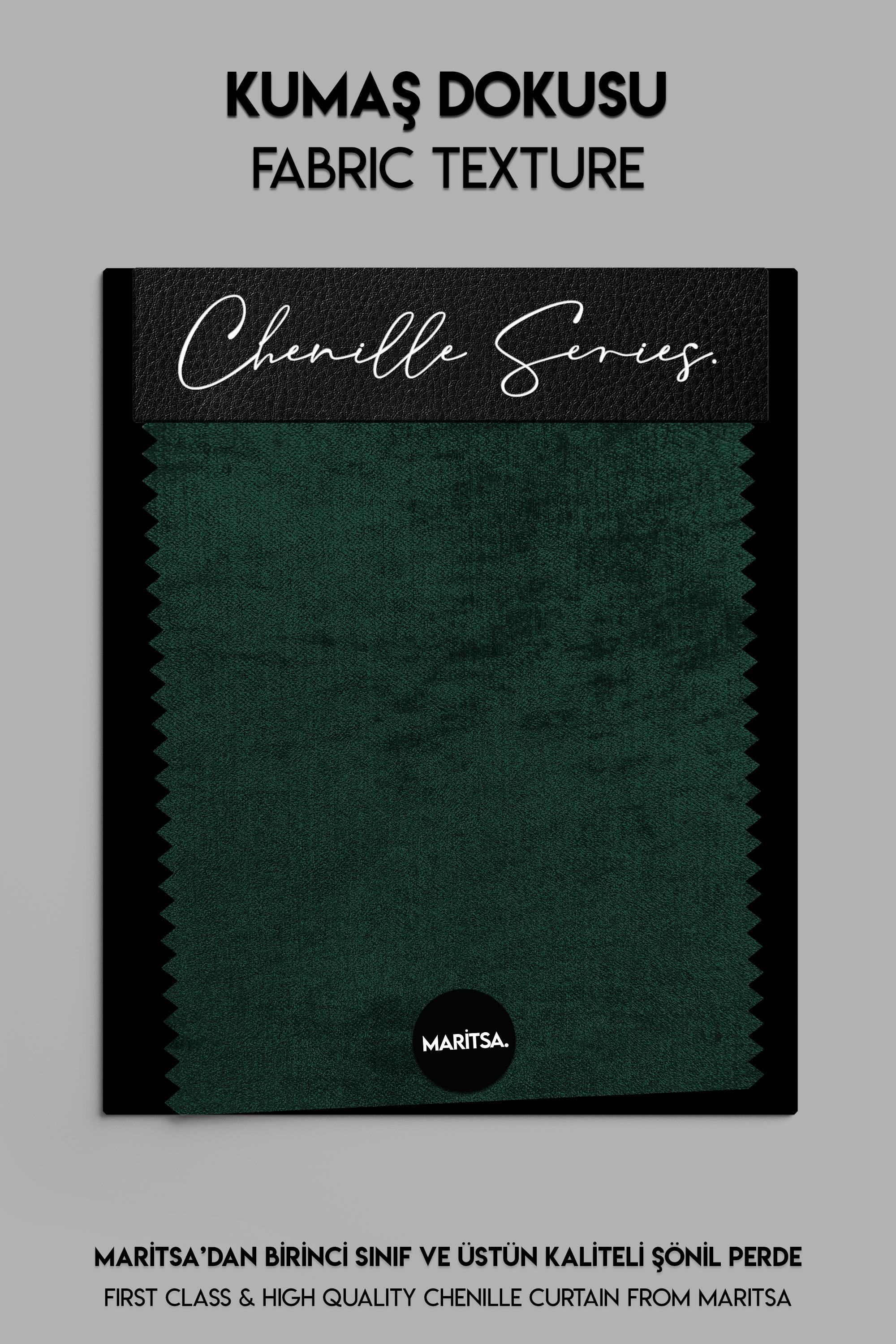 Şönil Serisi Kadife Görünümlü Zümrüt Yeşili Fon Perde