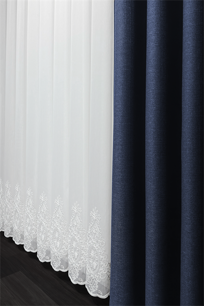 Bambu Serisi Barok Damask Etek Desen Ekru Tül Perde