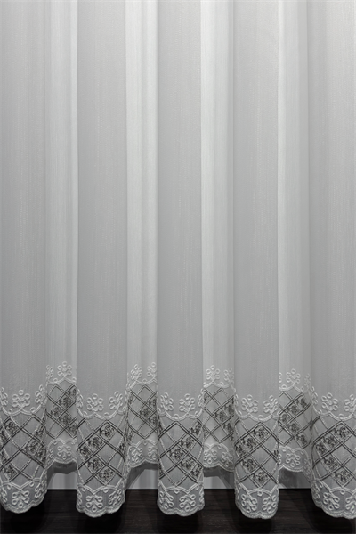 Bambu Serisi Kapitone Etek Desen Ekru Tül Perde