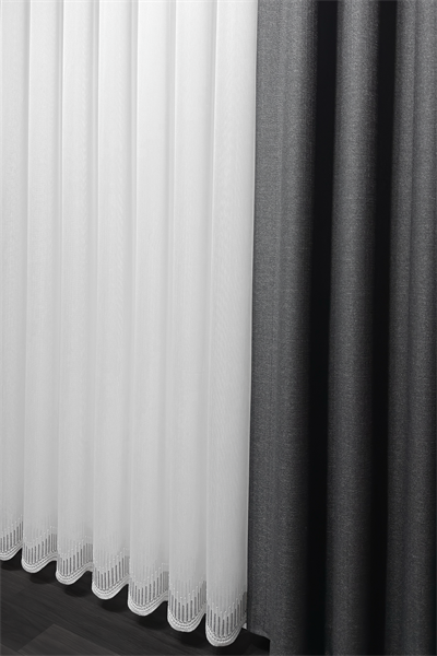 Bambu Serisi Ritim Etek Desen Ekru Tül Perde