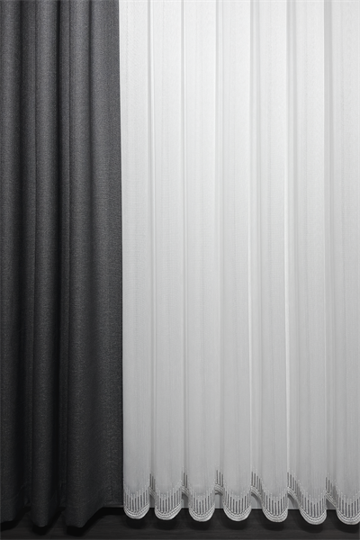 Bambu Serisi Ritim Etek Desen Ekru Tül Perde