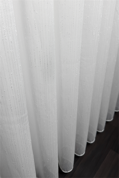 Bambu Serisi Şantuklu Dokulu Parlak Ekru Tül Perde