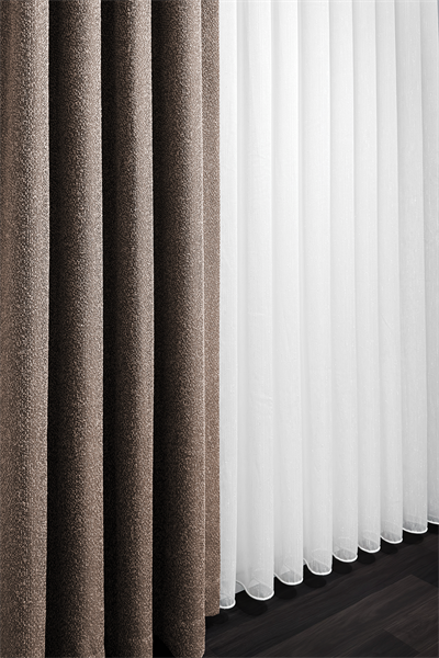 Bambu Serisi Şantuklu Dokulu Parlak Ekru Tül Perde