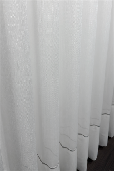 Bambu Serisi Şerit Detaylı Duble Etek Ekru Tül Perde