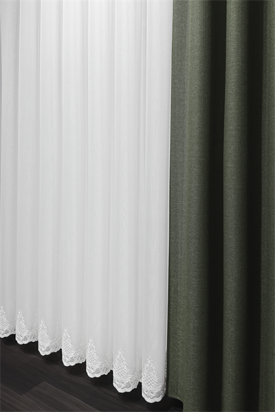 Bambu Serisi Venedik Damask Etek Desen Ekru Tül Perde