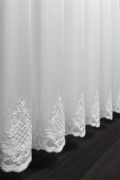 Bambu Serisi Venedik Damask Etek Desen Ekru Tül Perde