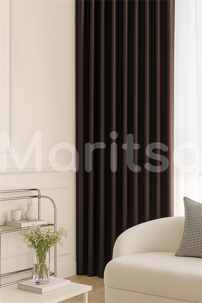 Blackout Serisi Koyu Kahve Işık Geçirmez Fon Perde - Karartma Güneşlik Perde