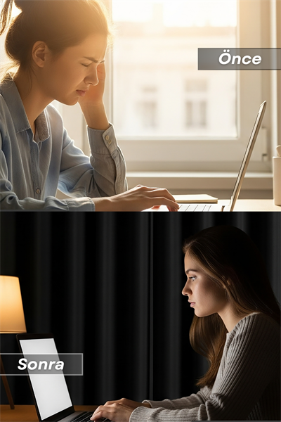 Blackout Serisi Sütlü Kahve Işık Geçirmez Fon Perde - Karartma Güneşlik Perde