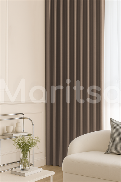 Blackout Serisi Sütlü Kahve Işık Geçirmez Fon Perde - Karartma Güneşlik Perde