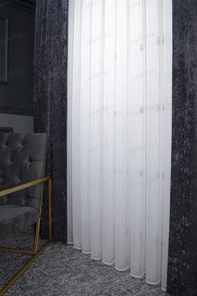 Burgaz Serisi Lal Desen Ekru Tül Perde