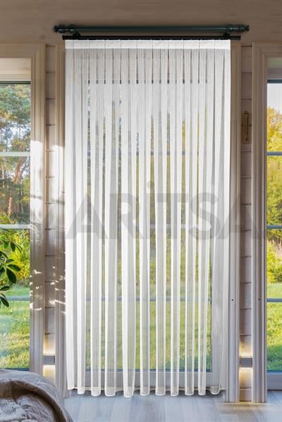 Burgaz Serisi Simli Burgu Çizgili Desen Tül Perde