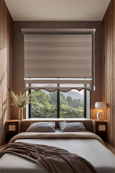 Dar Plise Sütlü Kahve Zebra Stor Perde