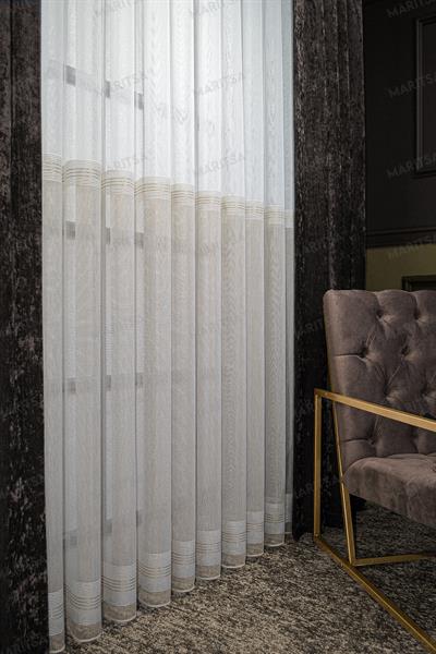 Filibe Serisi Zeren Desen Vizon-Ekru Tül Perde